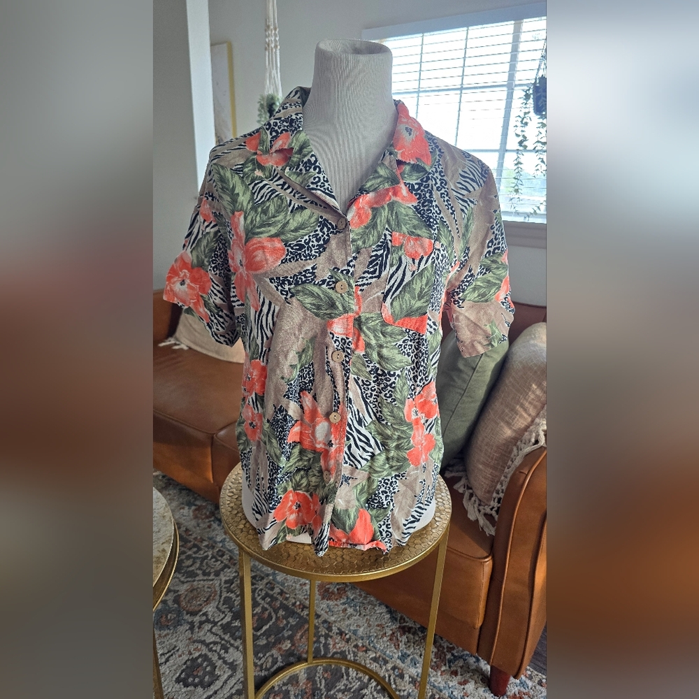 Vintage Cool Animal Print/Floral Button Down